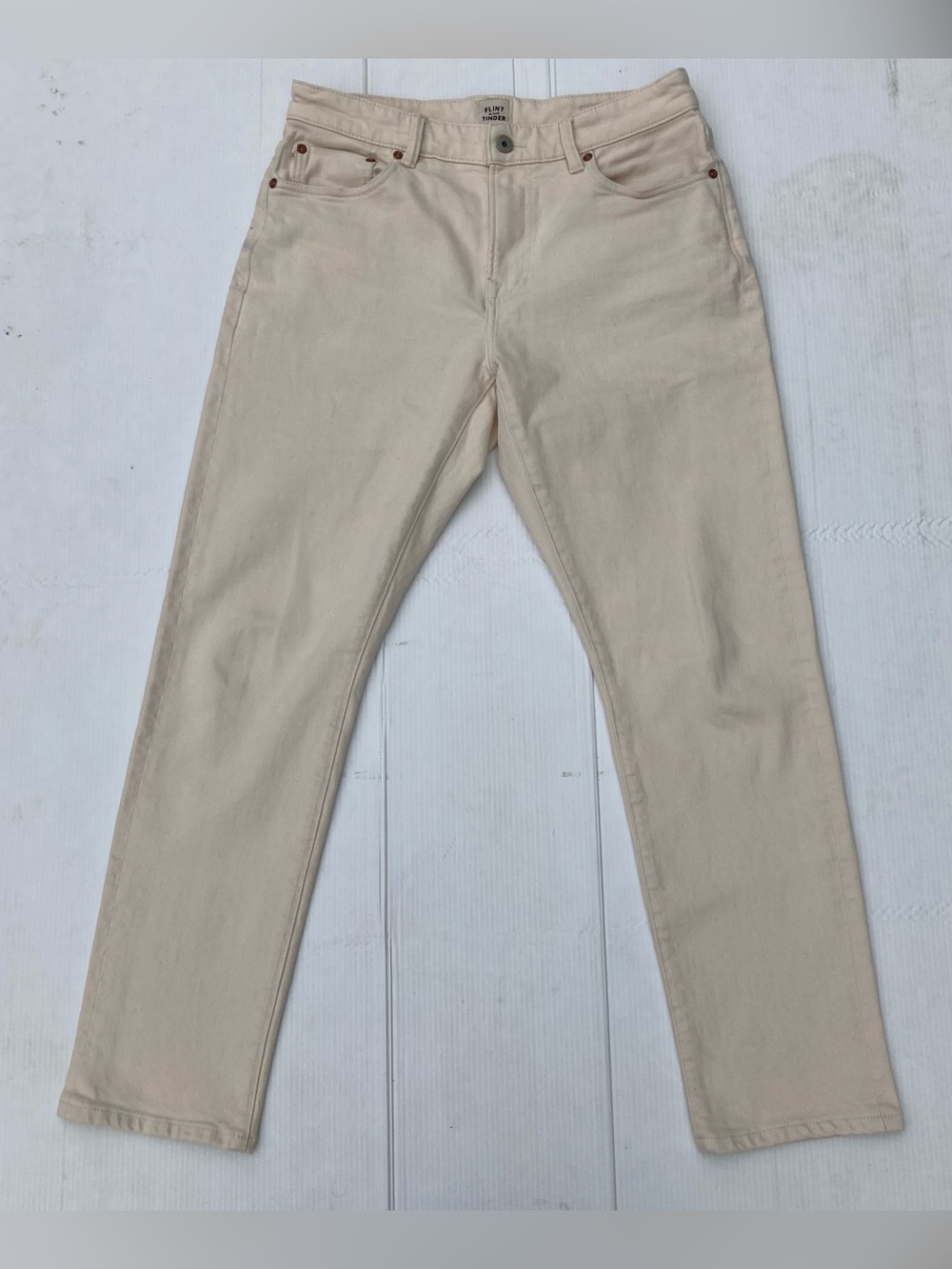 Flint And Tinder Mens Jeans 31x30 Cream 365 Athletic Tapered Fit Stretch
